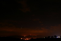 Venus und Jupiter über der Burg Steinsberg
