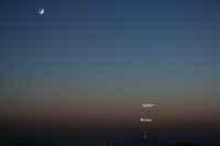 Mond, Merkur und Jupiter ber der Burg Steinsberg
