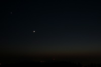 Venus,Mond und Jupiter am Abendhimmel ber der Burg Steinsberg